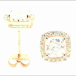 Silver Micro Pave Halo with Cushion Center Yellow